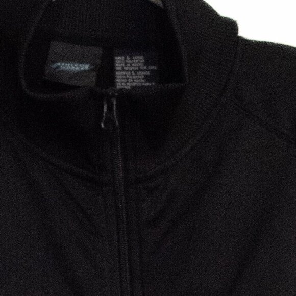 Athletic Works Black Track Jacket With Striped Sleeves & Embroidered Logo - Picture 2 of 8